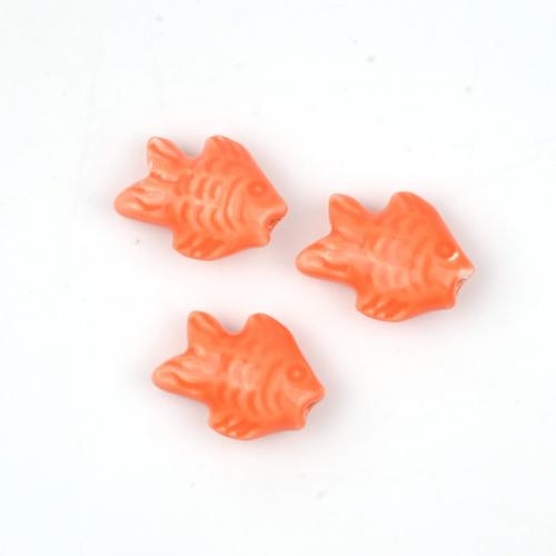 Porcelain Jewelry Beads, Fish, DIY, more colors for choice, 15x19mm, Hole:Approx 2mm, Approx 100PCs/Bag, Sold By Bag
