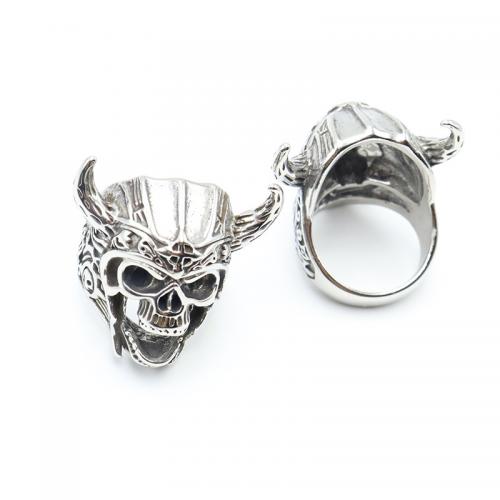 Stainless Steel Finger Ring 304 Stainless Steel Skull polished fashion jewelry & for man original color Sold By PC