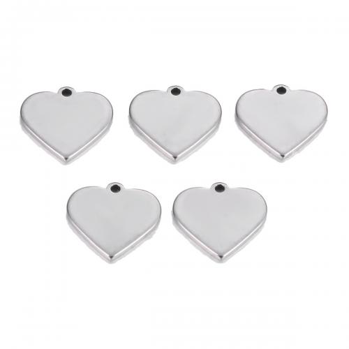 Stainless Steel Heart Pendants, 304 Stainless Steel, plated, DIY, silver color, 15x14x1.20mm, 10PCs/Bag, Sold By Bag