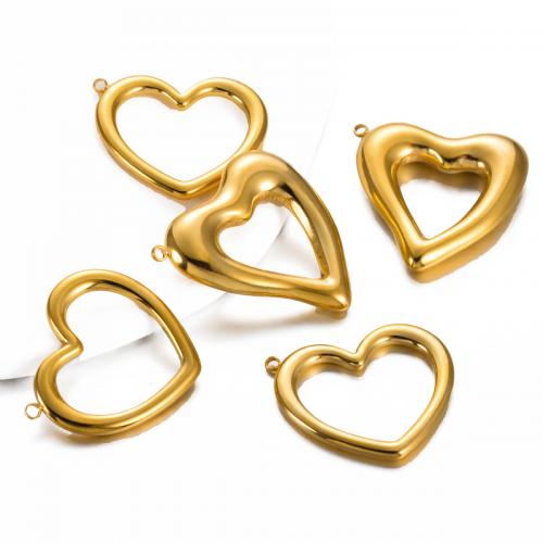 Stainless Steel Heart Pendants 304 Stainless Steel gold color plated DIY Sold By Bag