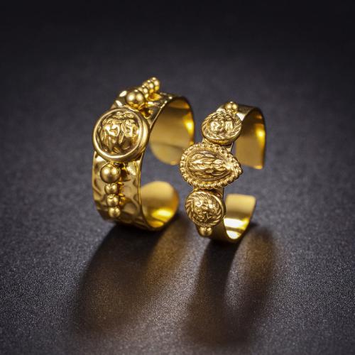 Ring Finger ze stali nierdzewnej, Titantium stali, biżuteria moda & różne style do wyboru & dla kobiety, złoto, bez zawartości niklu, ołowiu i kadmu, sprzedane przez PC