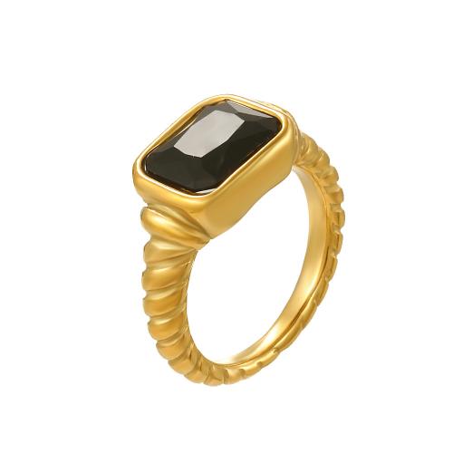 Zirkonia Edelstahl-Finger- Ring, 304 Edelstahl, plattiert, verschiedene Größen vorhanden & Micro pave Zirkonia & für Frau, keine, verkauft von PC