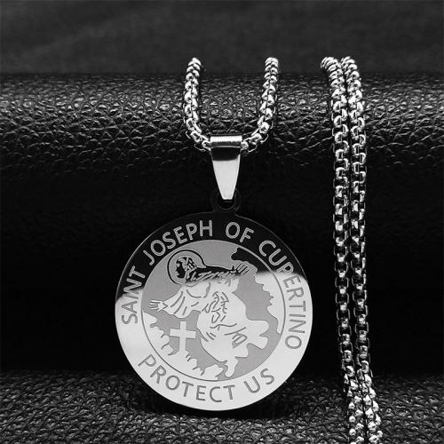 Nehrđajućeg čelika, nakit ogrlice, 304 nehrđajućeg čelika, uglađen, modni nakit & za čovjeka, srebro, nikal, olovo i kadmij besplatno, 30x30mm, Dužina Približno 50 cm, Prodano By PC