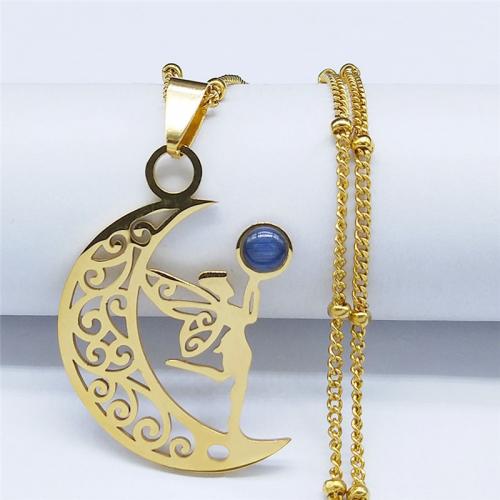 Edelstahl Schmuck Halskette, 304 Edelstahl, poliert, Modeschmuck & für Frau, keine, frei von Nickel, Blei & Kadmium, 37x27mm, Länge:ca. 50 cm, verkauft von PC