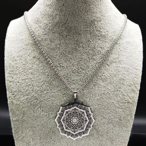 Nehrđajućeg čelika, nakit ogrlice, 304 nehrđajućeg čelika, uglađen, modni nakit & za žene, srebro, nikal, olovo i kadmij besplatno, 38x35mm, Dužina Približno 50 cm, Prodano By PC