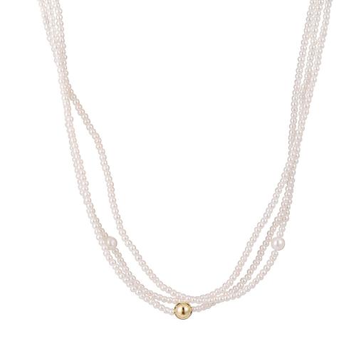 Glasperlen -Halsketten-, Seedbead, mit Kunststoff Perlen, mit Verlängerungskettchen von 6cm, Doppelschicht & Modeschmuck & für Frau, frei von Nickel, Blei & Kadmium, verkauft per ca. 40 cm Strang