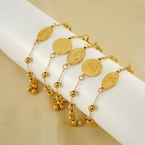 Stainless Steel Jewelry Bracelet 304 Stainless Steel 18K gold plated fashion jewelry & Unisex golden Sold By PC