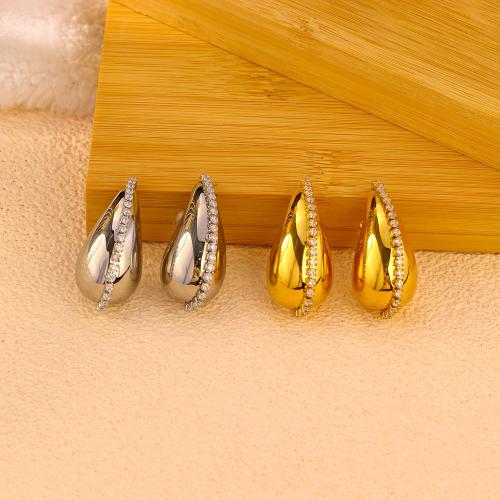 Stainless Steel Stud Earrings 304 Stainless Steel fashion jewelry & for woman & with rhinestone Sold By Pair