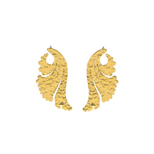 Tytan stalowy kolczyk, Titantium stali, biżuteria moda & dla kobiety, złoty, 38x23mm, sprzedane przez para