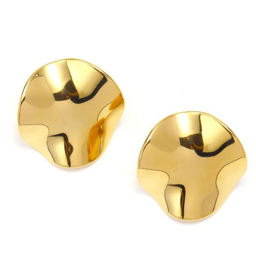 Titanium Aço Brinco, Partículas de aço, joias de moda & para mulher, dourado, 25x25mm, vendido por par