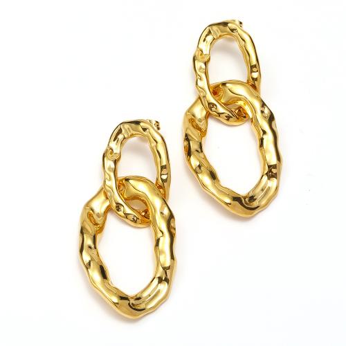 Titanium Steel  Earring, fashion jewelry & for woman, golden, 26x56mm, Sold By Pair