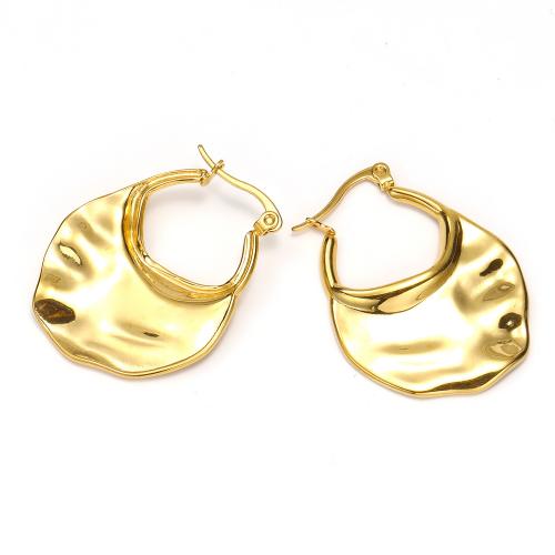 Boucle d'oreille Acier Titane, bijoux de mode & pour femme, doré, 26x35mm, Vendu par paire