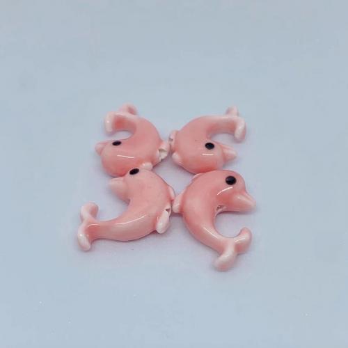 Porcelain Jewelry Beads, Dolphin, DIY, more colors for choice, 14.70x21.50mm, Hole:Approx 2mm, Approx 100PCs/Bag, Sold By Bag