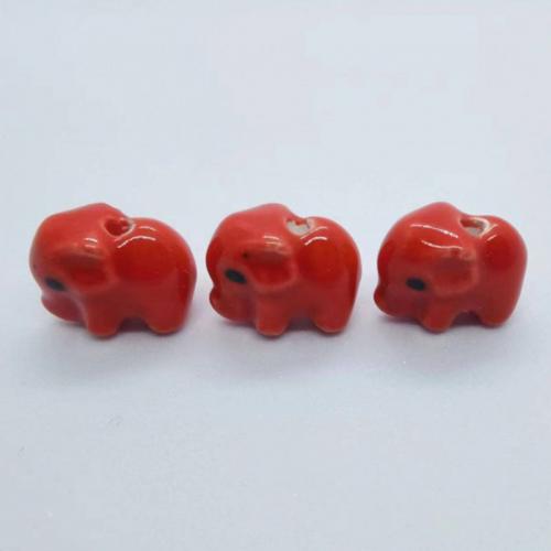 Porzellan Schmuckperlen, Elephant, DIY, keine, 11x14mm, Bohrung:ca. 2mm, ca. 100PCs/Tasche, verkauft von Tasche