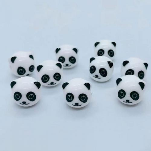Porzellan Schmuckperlen, Panda, DIY & verschiedene Stile für Wahl, weiß und schwarz, 11x12mm, Bohrung:ca. 2.5mm, ca. 100PCs/Tasche, verkauft von Tasche