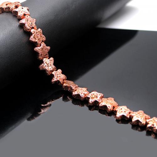 Natürliche Lava Perlen, Stern, plattiert, DIY, keine, 13x13x5mm, verkauft per ca. 38 cm Strang