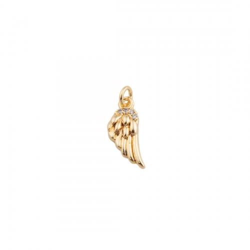 Cubic Zirconia Micro Pave Brass Pendant, plated, DIY & micro pave cubic zirconia, golden, 14.50x5.50x2mm, Hole:Approx 2.5mm, Sold By PC