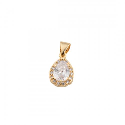 Cubic Zirconia Micro Pave Brass Pendant plated DIY & micro pave cubic zirconia golden Approx 4mm Sold By PC