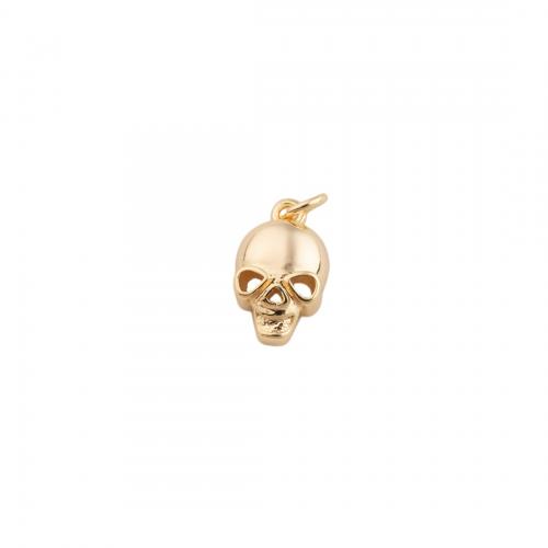 Brass Jewelry Pendants Skull plated DIY golden Approx 1.5mm Sold By PC