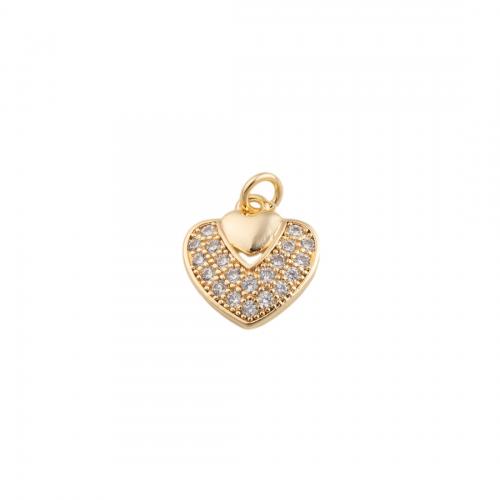 Cubic Zirconia Micro Pave Brass Pendant, plated, DIY & micro pave cubic zirconia, golden, 12x11.50x2mm, Hole:Approx 2mm, Sold By PC