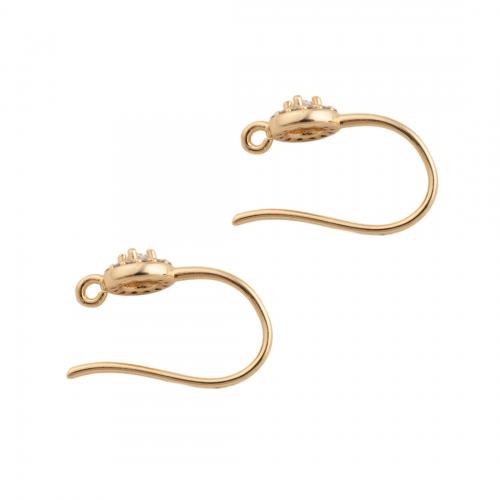 Brass Hook Earwire plated DIY & micro pave cubic zirconia golden Approx 1mm Sold By Pair