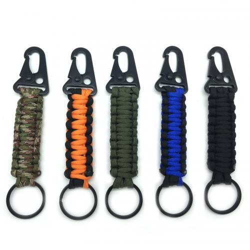 Parachute Cord Carabiner Key Ring, with Tibetan Style, portable & Unisex, more colors for choice, 140x32mm, Sold By PC
