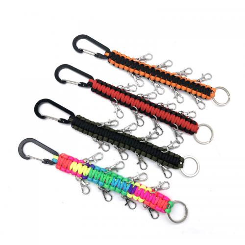 Parachute Cord Carabiner Key Ring, portable & Unisex, more colors for choice, 260mm, Sold By PC