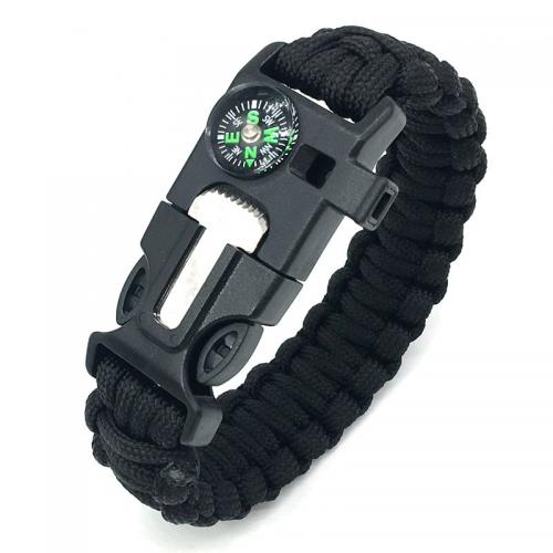 Parachute Cord Survival Bracelet, with Steel, portable & multifunctional & with compass & Unisex, more colors for choice, 255x25mm, Sold By PC