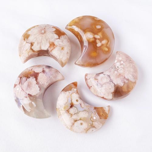 Cherry Blossom Agate Decoration, Moon, different styles for choice, decoration length 50-60mm, Sold By PC