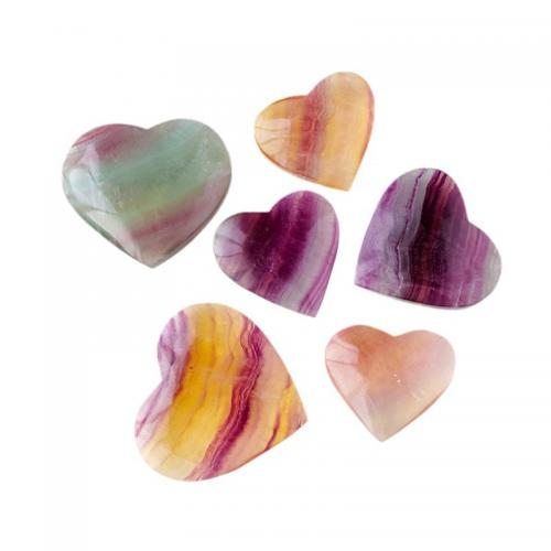 Natural Fluorite Decoration Heart multi-colored Sold By PC