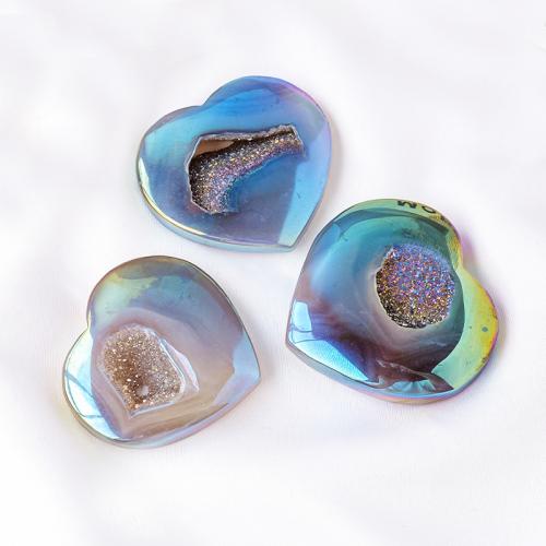Agate Decoration, Heart, plated, decoration length 50-70mm, Sold By PC