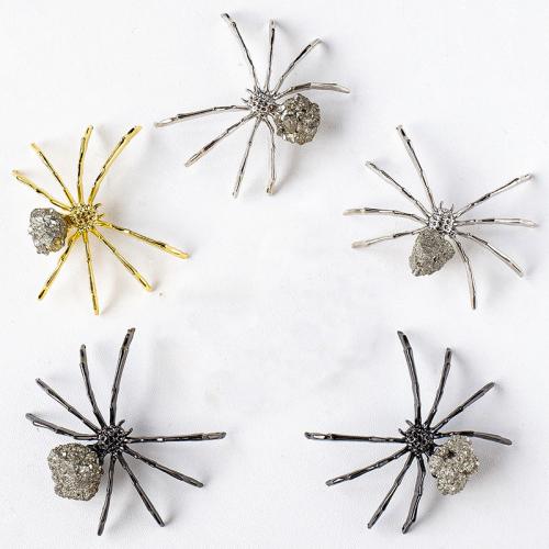 Golden Pyrite Decoration with Zinc Alloy Spider plated Sold By PC