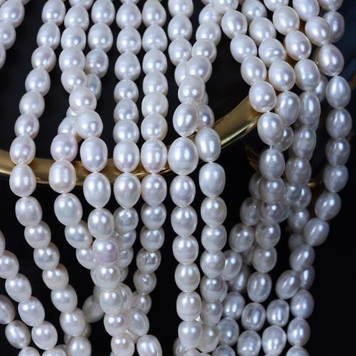 Perlas Arroz Freshwater, Perlas cultivadas de agua dulce, Bricolaje, Blanco, 8mm, Vendido para aproximado 37 cm Sarta