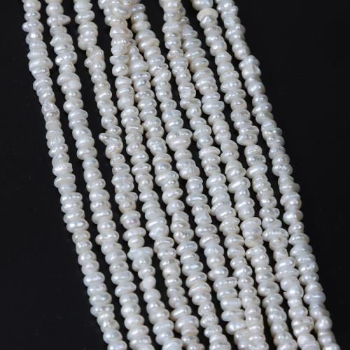 Barok ferskvandskulturperle Beads, Ferskvandsperle, du kan DIY, hvid, Length about 3-4mm, Solgt Per Ca. 35 cm Strand