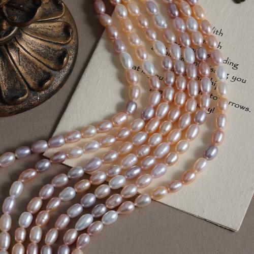 Perlas Arroz Freshwater, Perlas cultivadas de agua dulce, Bricolaje, color mixto, 6mm, Vendido para aproximado 39-40 cm Sarta