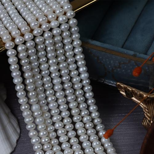 Perle perline Keishi coltivate d'acqua dolce, perla d'acquadolce coltivata naturalmente, DIY, bianco, Length about 5.5-6mm, Venduto per Appross. 37 cm filo