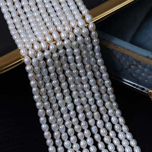 Cultured Rice Freshwater Pearl Beads, DIY, white, Length about 3.5-4mm, Sold Per Approx 36 cm Strand