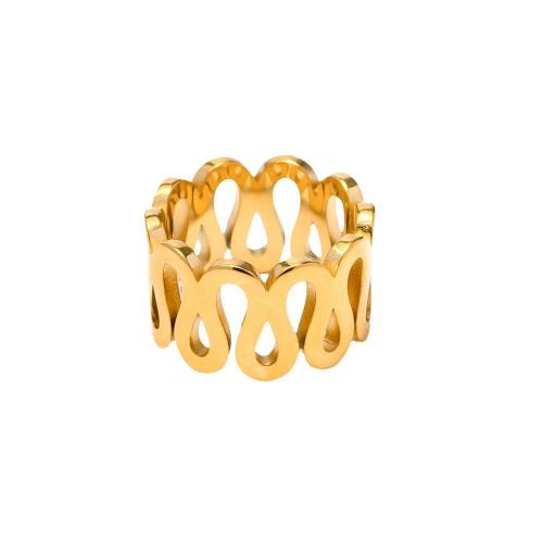 Stainless Steel Finger Ring, 304 Stainless Steel, 18K gold plated, fashion jewelry & different size for choice & for woman, golden, Sold By PC