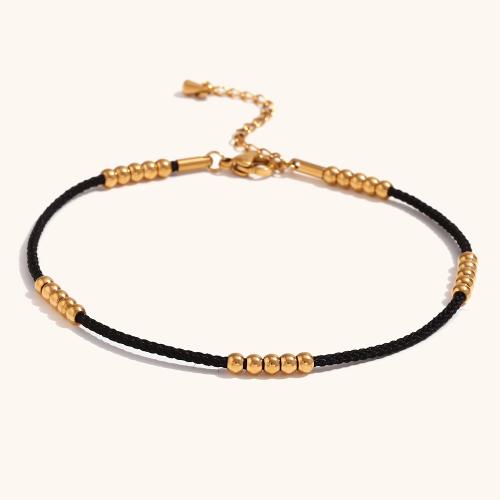 Stainless Steel Anklet 316L Stainless Steel with Nylon Cord with 5cm extender chain 18K gold plated fashion jewelry & for woman golden Sold Per Approx 22 cm Strand