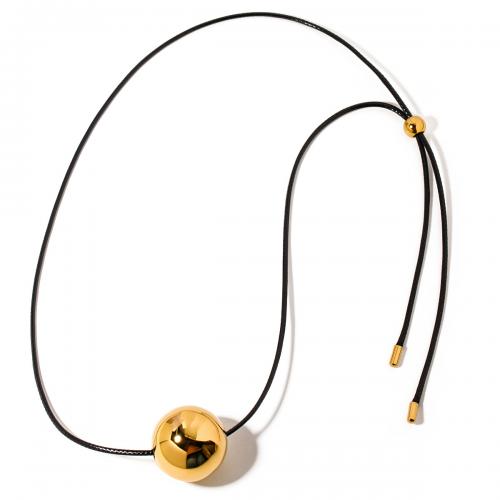 Edelstahl Schmuck Halskette, 304 Edelstahl, mit Wachsschnur, Modeschmuck & für Frau, goldfarben, 25mm, verkauft per ca. 67 cm Strang
