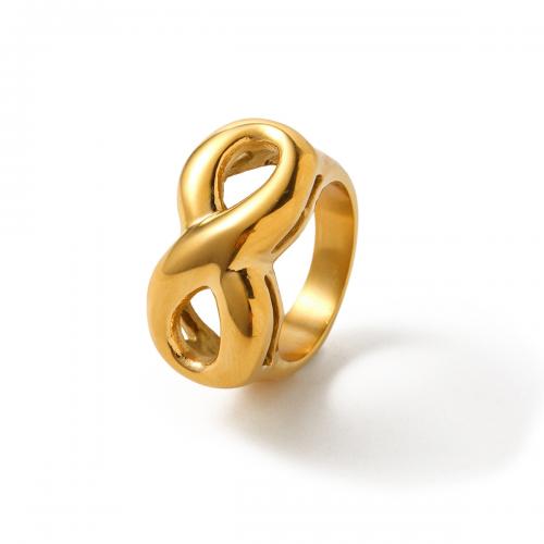 Rustfrit stål fingre Ringe, 304 rustfrit stål, Infinity, 18K forgyldt, mode smykker & for kvinde, gylden, Størrelse:7, Solgt af PC