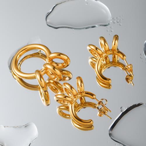 Boucle d'oreille de gaujon en acier inoxydable, Acier inoxydable 304, Plaqué or 18K, bijoux de mode & styles différents pour le choix & pour femme, doré, Vendu par PC