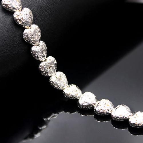 Natürliche Lava Perlen, Herz, plattiert, DIY, keine, 10x10x5mm, verkauft per ca. 38 cm Strang