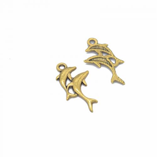 Tibetan Style Animal Pendants, Dolphin, plated, DIY, more colors for choice, 28x18mm, Hole:Approx 2mm, Approx 100PCs/Bag, Sold By Bag