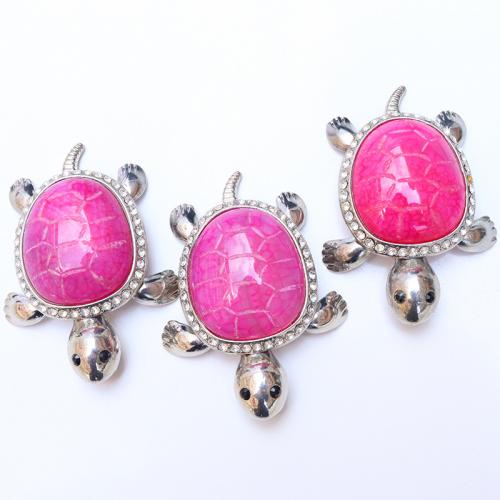 Brass Jewelry Pendants with Agate Turtle silver color plated DIY & with rhinestone nickel lead & cadmium free Sold By PC