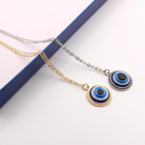 Evil Eye Jewelry Necklace Zinc Alloy with Resin plated fashion jewelry & Unisex nickel lead & cadmium free 18mm Length Approx 48 cm Sold By PC