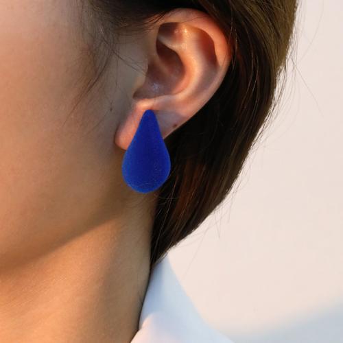 Fluffy Pom Pom Earrings Flocking Fabric Teardrop fashion jewelry nickel lead & cadmium free Sold By Pair