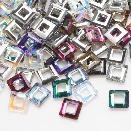 Perles en verre de mode, cadre, DIY, plus de couleurs à choisir, 10x10mm, 30PC/sac, Vendu par sac