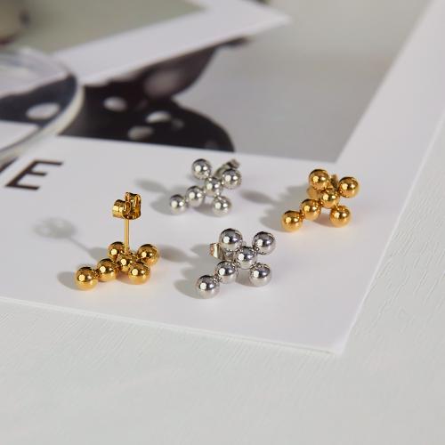Stainless Steel Stud Earrings 304 Stainless Steel Cross plated fashion jewelry & for woman nickel lead & cadmium free Sold By Pair
