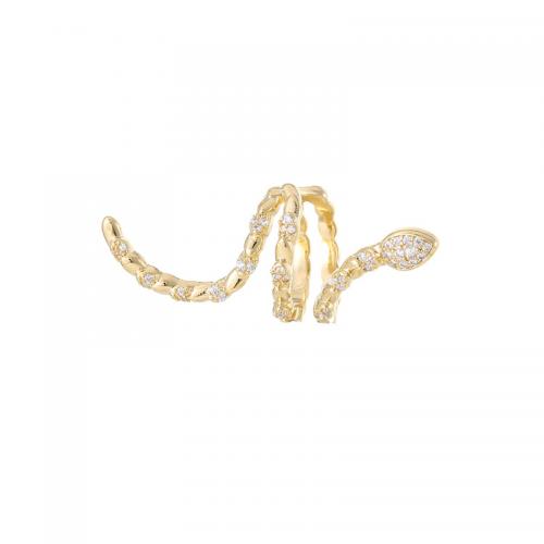 Fashion Earring Cuff and Wraps Brass plated & micro pave cubic zirconia & for woman golden Sold By PC